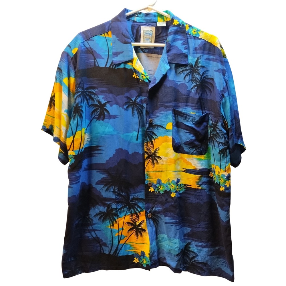 Vintage Ocean Current Men's XL Hawaiian Shirt Tropical‎ Beach Summer Lightweight